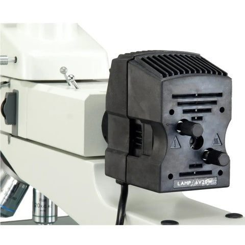 400X Plan Trinocular Inspection Microscope With Seidentopf Head, 360-Degree Rotatable, 30-Degree Tilt, Quintuple Nosepiece, Widefield EW10X-22 Eyepieces, 48-75mm Adjustable Interpupillary, Lab-Grade Microscope For Education And Electronics, rear lamp housing