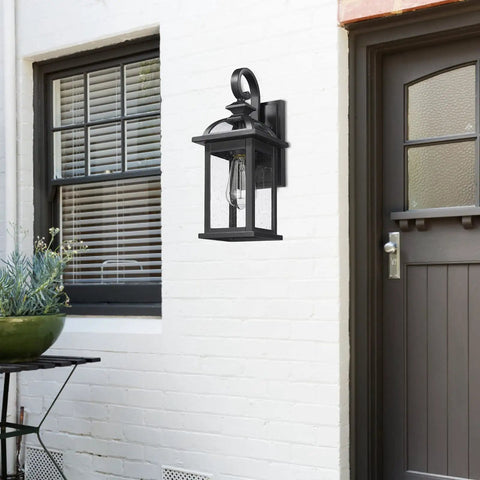 Outdoor Wall Light Sconce With Seeded Glass Weatherproof Aluminum Exterior Fixture on house front porch