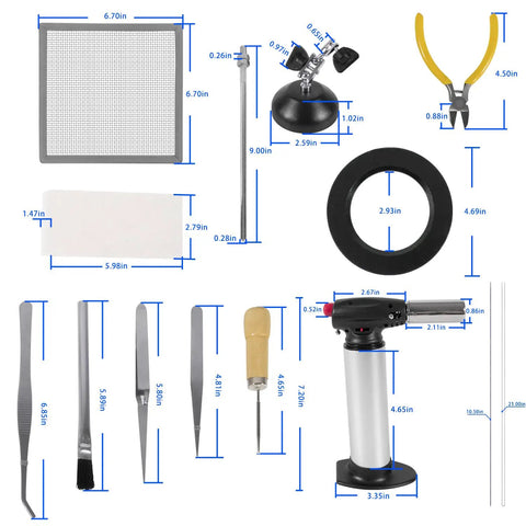 Jewelry Soldering Kit With Silver Solder Wire And Butane Torch For Jewelry Making, Beading, Repairs, And DIY Projects components shown.