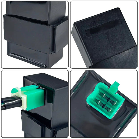 4 Pin Dc Cdi Box With Connecting Plug For 50cc 70cc 90cc 110cc Scooters Atvs Go Karts Dirt Bikes And Dy100 Quad Bikes Direct Replacement High Performance Cdi Module For Easy Plug And Play Install with detailed connector view.