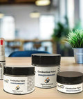 Conductive Paint Pen For Quick Circuit Repairs And EMF Shielding with pots on a desk, multipurpose electronic use, 10ml pack