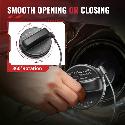 OEM Direct Replacement Gas Cap For Nissan Frontier Versa Altima Pathfinder Murano Infiniti, shown being installed.