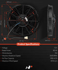 Rock Solid 10 Inch Universal Electric Cooling Fan Assembly With Thermostat Relay And Mount Kit Direct Drop Fit 12 Volt dimensions and specs