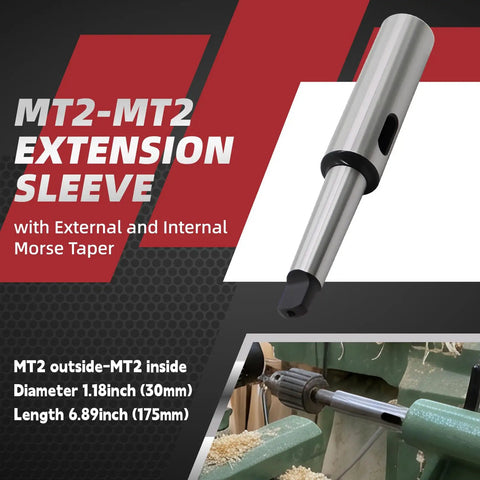 Pro Grade MT2 Extension Sleeve For External And Internal Morse Taper MT2 30mm Diameter By 175mm Length Heavy Duty Lathe Accessory
