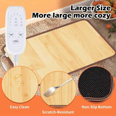 Cozy Feet Warmer Floor Mat With Ten Heat Settings And Timer, Fast Heating Under Desk Foot Pad for Office Or Home, large size with control