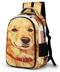 Dope Unisex Printed Backpack With Dog Beside Flag Design Large Capacity School And Travel Bag Durable Polyester Build