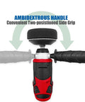 12V Cordless Car Buffer And Drill Driver Kit With 3 Inch Mini Polisher, two-hand grip detail, side view