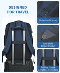 Underseat Travel Backpack Fits Spirit And Frontier Personal Item 18x13.5x8 Inches With Wet Pocket 17 Inch Laptop Compartment Navy Blue