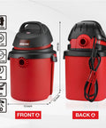 4 Gallon 4.0 Peak HP Wet Dry Shop Vacuum Grab-and-Go Portable With Wall Mount, shown front and back view