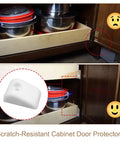 Solid As A Rock Nylon Drawer Bumper Pads With Slick Glide Slide Spacers For Roll Out Shelves Zero Dings On Cabinet Doors Easy Install Includes Mounting Screws in use preventing cabinet door dings.