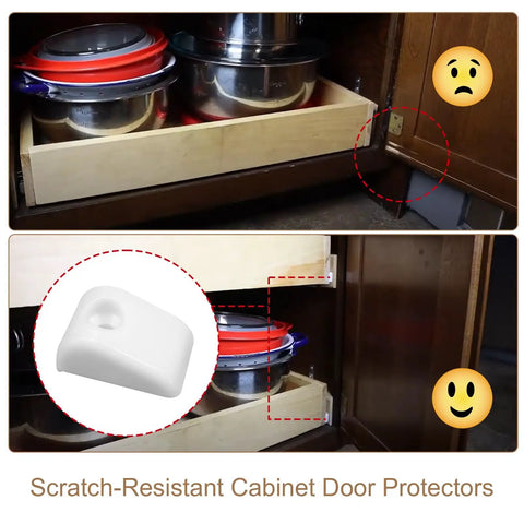 Solid As A Rock Nylon Drawer Bumper Pads With Slick Glide Slide Spacers For Roll Out Shelves Zero Dings On Cabinet Doors Easy Install Includes Mounting Screws in use preventing cabinet door dings.