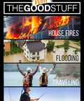 Fireproof Document Box For Legal Docs Passports Cash And Contracts Up To 2000 Fahrenheit 5 By 11 By 3.5 Inches Keeps Your Notebooks, Binders, And Folders Safe And Ready For Home Office Use banner showing protection during fires, floods, travel, and fishing.