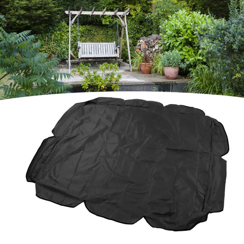 Rugged 2-Seat Swing Canopy Replacement For Outdoor Patio Garden, Waterproof 210D Oxford Fabric, Black, shown in garden setting