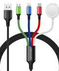 4 In 1 Travel Charging Cable Set For Apple Watch And iPhone USB C Lightning Micro USB Portable Car And Cruise Essentials 4 Foot Cord