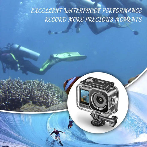 Waterproof Case For Osmo Action 6 Camera With Anti Fog Underwater Housing, Full Metal Frame, Quick Release Lock, shown with divers