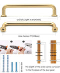 10 Pack 5 Inch Center To Center Brushed Brass Kitchen Cabinet Pulls with dimensions and installation instructions.