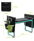 Wide 10 Inch Taller Garden Kneeler And Seat Folding Stool with tool pouches, EVA foam pad, NBR cushion, heavy duty frame