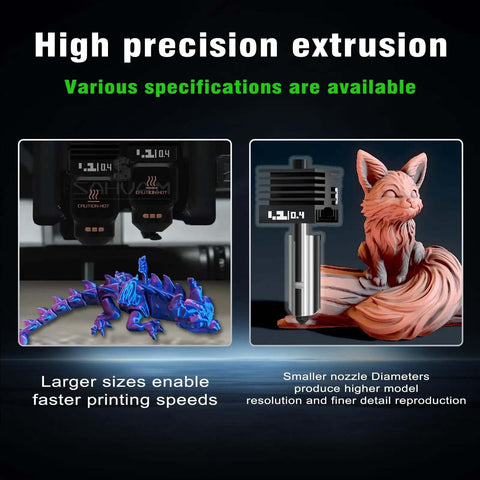 4Pack High Temp Hardened Steel Hotend Set For Bambu Lab H2D H2S H2C P2S Series demonstrating high precision extrusion results with models