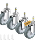 3 Inch Swivel Stem Caster Wheels Set of Four Heavy Duty Seven Sixteenth Inch Stem Diameter TPR Rubber Replacement Castors