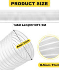 4 Inch Dust Collection Hose For Shop Vac Flexible Ducting With 304 Stainless Steel Clamps, transparent PVC, 0.5mm thick