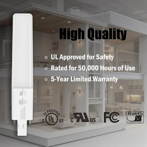 Ultra Slim 6W LED Bulbs For GX23 2-Pin CFL Replacements 5000K Cool White with safety ratings in modern interior