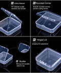 Clear Bead And Small Parts Storage Organizer Case With 30 Mini Compartments, Hinged Lid, PP Material, Rounded Corners
