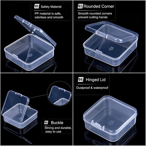 Clear Bead And Small Parts Storage Organizer Case With 30 Mini Compartments, Hinged Lid, PP Material, Rounded Corners