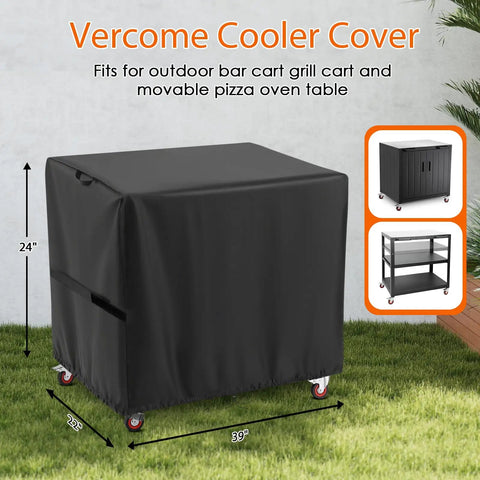 Heavy Duty Outdoor Cooler Cart Cover Fits Large 125 Qt Carts And Bar Carts, Waterproof Patio Protector For Backyard BBQs, 39 Inch