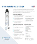 H-300 Quick Change Filter Cartridge For Everpure Drinking Water Systems, 0.5 Micron, NSF Certified To Reduce Lead, EV927072.