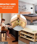 Heavy Duty Iron L Shaped Corner Brackets For Tables And Benches Rock Solid Build With Self Aligning Hanger Bolt Hardware Kit installed in furniture.