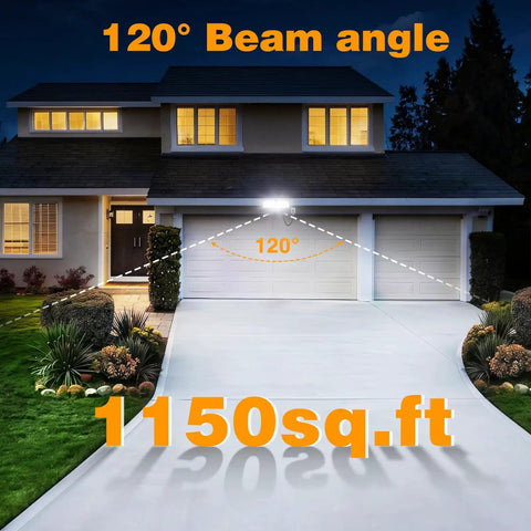 Slick Black 32W Dusk To Dawn LED Flood Light With Dual Pivot Heads And Plug And Play Cord Sheds A Hella Bright 3200 Lumen 6500K Glow Across Yard Patio Driveway For Super Secure Nighttime Coverage