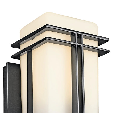 Outdoor Wall Light 1 Light Exterior Wall Sconce With A Slick Black Finish And Satin Etched Opal Glass For Porch And Walkway Lighting