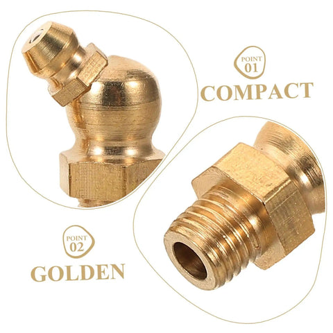 9 Piece Grease Fitting Assortment Kit With Copper Oil Nozzle Caps For Cars And Trailers Easy To Install Straight And Angled Nipples