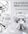 30 Pack Sparkling Clear Glass Cabinet Knobs 1 1/4 Inch Silver Polygon Drawer Pulls Kitchen Cupboard Hardware shining diamond-cut facets.