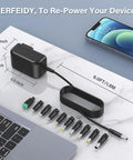 All-In-One 15V 1A 15W AC Power Adapter With 10 Interchangeable Tips Universal Charger For Laptops Routers Cameras Modems And Small Gear Under 15V 1A UL Listed Safe Switching Power Supply Compact Travel Ready, black 6 ft cable