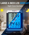 Indoor Outdoor Digital Wireless Thermometer And Hygrometer With Large Backlit 4 Inch Touchscreen LCD Monitor for temperature readings