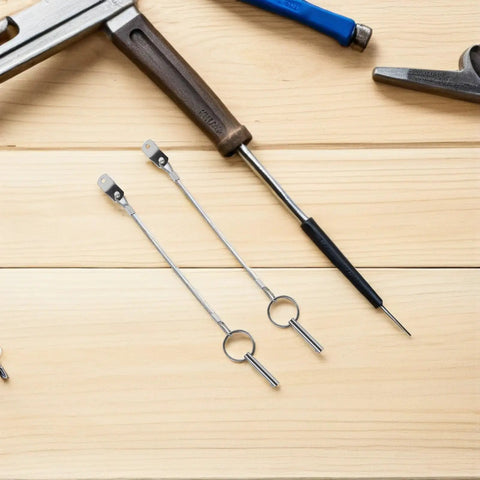 Stainless Steel Boat Bimini Top Pins Quick Release 2 Pack With Lanyard Tough Marine Canopy Hardware For Sailboats And Yachts Easy Install And Secure Fit For Daily Maintenance And Emergency Repairs, shown with lanyards