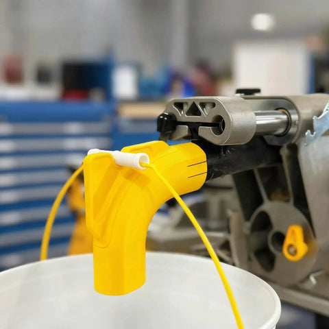 Keep Your Workshop Clean With This Dust Collector Kit For Miter Saw DWS780 No Vacuum Needed Attachment System That Uses A 5 Gallon Bucket Easy Install Mess Free Durable Yellow Sawdust Solution
