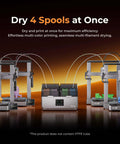 Space Pi X4 Filament Dryer Box With Dual Chambers drying 4 spools, compatible with 1.75mm and 2.85mm filament, on 3D printers
