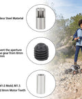 Three-piece set of pinion reducer sleeves: stainless steel 8mm-to-5mm adapters and rubber boot for M1.0/M1.5 mold RC cars