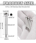 Product size chart displaying dimensions of Rock Solid 16 Pcs 304 Stainless Steel Shoulder Bolts With Hex Socket M3x0.5 Thread.