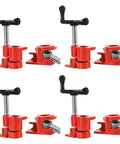 Heavy Duty Wood Gluing Pipe Clamp Set Four Pack Three Quarter Inch Adjustable Length Pipe Clamps With Spring Lever Lock For Quick Release Cast Iron Construction Built For Glue Ups And Woodworking Projects.