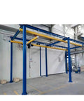 Heavy Duty Freestanding Suspension Bridge Overhead Crane System For Garage 1 Ton 500Kg Lifting in a workshop setting.