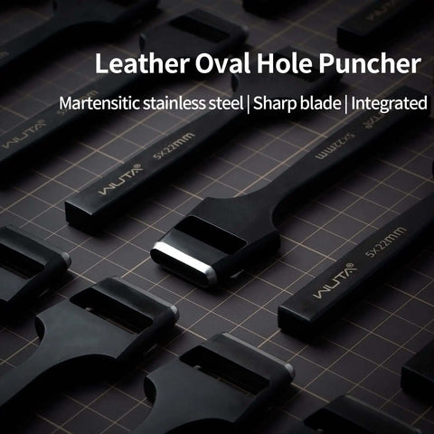 Pro Grade Leather Oval Hole Puncher For Watch Bands And Leather Crafting 5x25mm Martensitic Stainless Steel on grid background