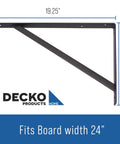 Beefy Black Steel Heavy Duty Shelf Brackets Set For Garage And Home Shelving Systems 19 And A Quarter Inch By 12 And A Half Inch 10 Pack With Three Predrilled Holes On Each Side image showing bracket dimensions