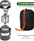 8 Piece Camping Cookware Mess Kit With Mini Backpacking Stove, Anodized Aluminum Nonstick Pots in compact carry bag