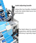 Label adjusting handle of Desktop Conveyor Plane Labeling Machine 110V Plug And Play Adjustable Bottle Label Applicator for precision.