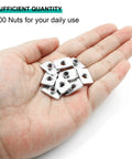 M5 Flat Sliding T Nuts 100 Pack For 2020 Series Aluminum Extrusion T Slot Profiles With 6mm Slot One Sixteenth Inch Thick Carbon Steel Build Heavy Duty Fastening Hardware For Quick Secure Adjustments, flat T nuts in hand
