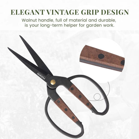 Two Pack Walnut Grip Pruning Scissors For Gardening Dual Grip Floral Shears For Bonsai Succulents And Pro Grade Plant Trimming
