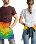 Rainbow Hearts 3 Pocket Waist Short Apron waterproof oil resistant half apron for restaurant waitstaff coffee shops barbers